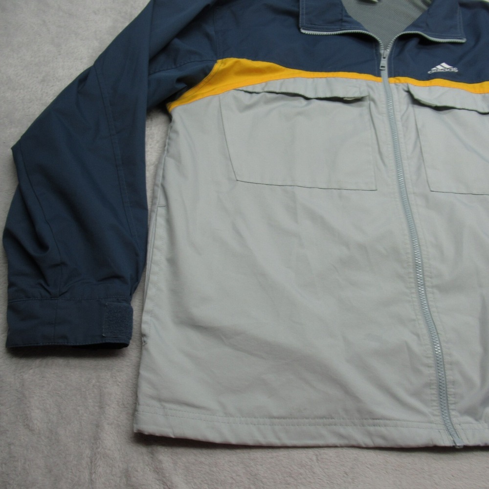 Adidas Jacket Windbreaker Mens Large Blue Cagoule Colorblock Full Zip VTG 90s - Picture 6 of 16